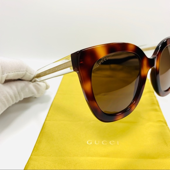 Gucci Square Sunglasses GG0564S 005 Transparent Pink/Gold 51mm 0564